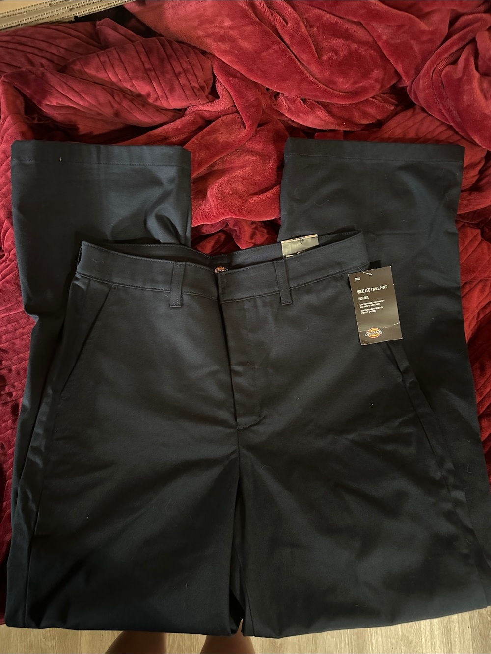 Dickies Navy High Rise Wide Leg Twill Pant